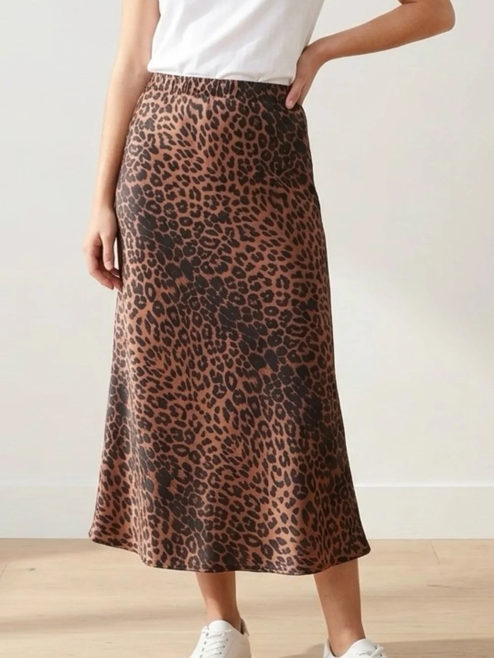 Leopard Print Midi Skirt - Picture 1 of 2